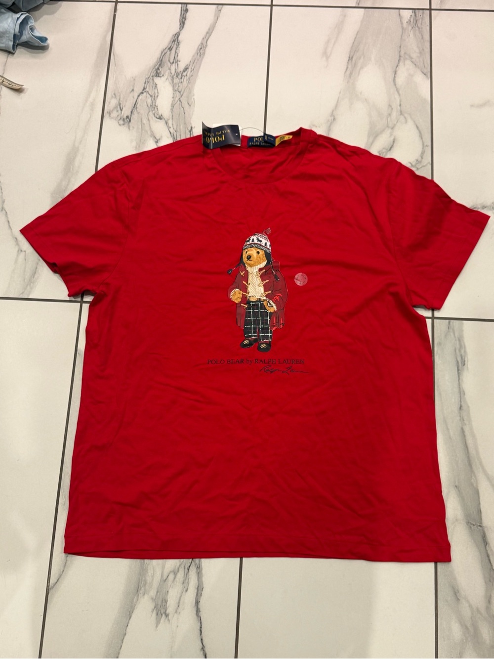 BNWT Polo by Ralph Lauren Red Bear Graphic Short Sleeve Tee winter bear